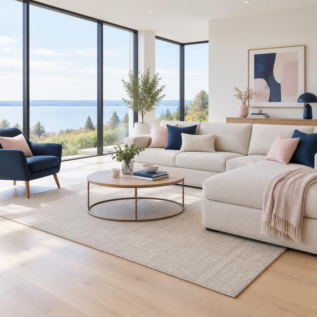 Bright, modern living room interior cleaned to perfection